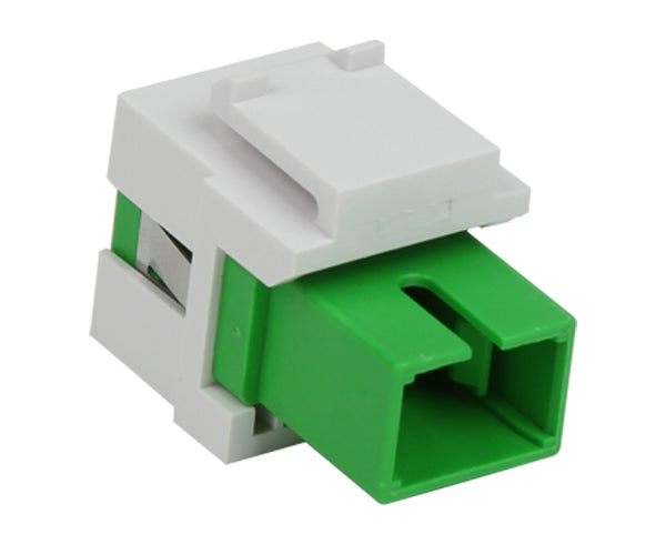 HD Fiber Modular Keystone Insert, SC Simplex, SM, APC, White – Primus Cable