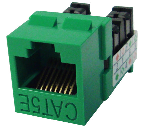 CAT 5E Keystone Jack, MIG+ High Density CAT 5E Jack - Green