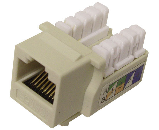 CAT5E U Style Keystone Jack 110 Type Gold Plated Brass Contacts - Almond