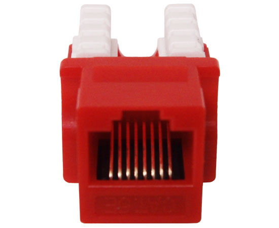 CAT5E U Style Keystone Jack 110 Type Gold Plated Brass Contacts Red