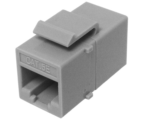 CAT5E Inline Coupler, Unshielded, Snap-In w/Keystone Latch - Gray