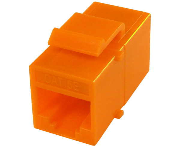 CAT5E Inline Coupler, Unshielded, Snap-In w/Keystone Latch - Orange