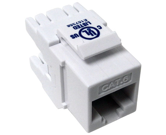 CAT 6 Keystone Jack, MIG+ Component Rated 180™ High Density Data Jack - White