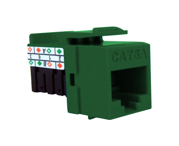 MIG6A+ High Density CAT6A Keystone Jack RJ45 8x8 90™ - Green