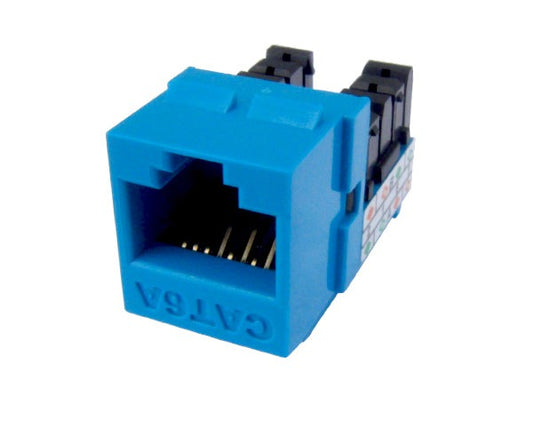 MIG6A+ High Density CAT6A Keystone Jack RJ45 8x8 90™ - Blue
