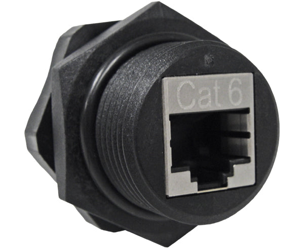 CAT6 Shielded Industrial Bulkhead Coupler, Water Sealed, Outdoor RJ45 - No Dust Cap