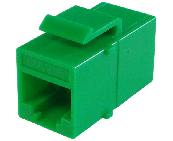 RJ45 CAT 6 Keystone Coupler, Inline Coupler, Slim - Green