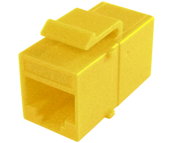 RJ45 CAT 6 Keystone Coupler, Inline Coupler, Slim - Yellow