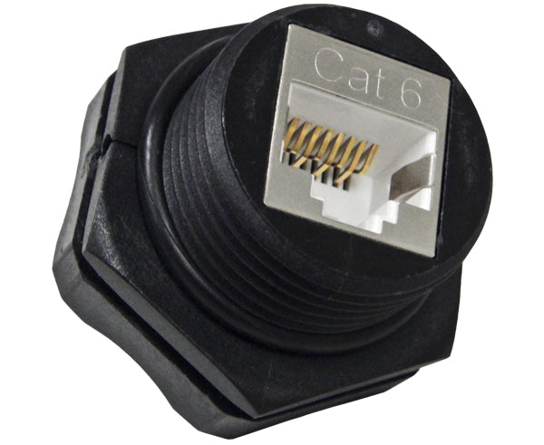 Industrial Outdoor Bulkhead CAT6 RJ45 Keystone Jack with Watertight Seal - Front/Back