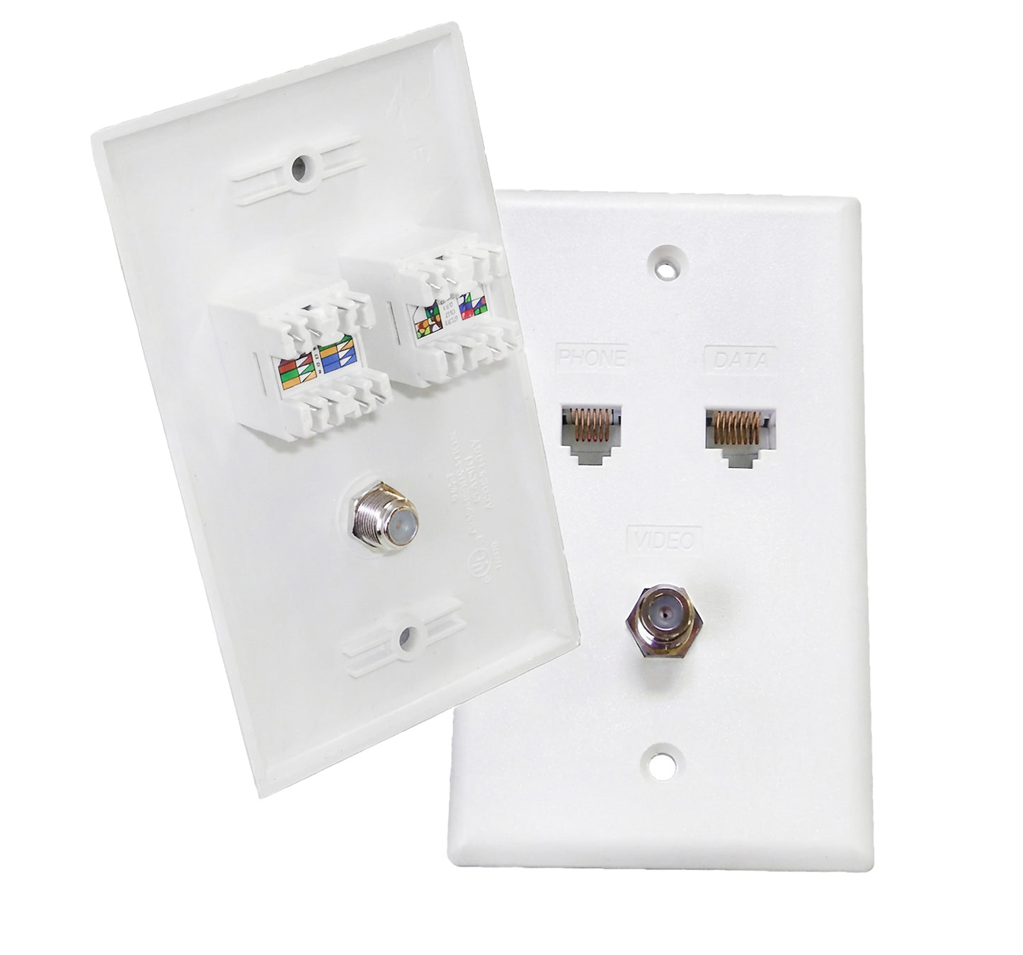 Integrated Wall Plates, Voice/Data, Voice/Data/Video - White