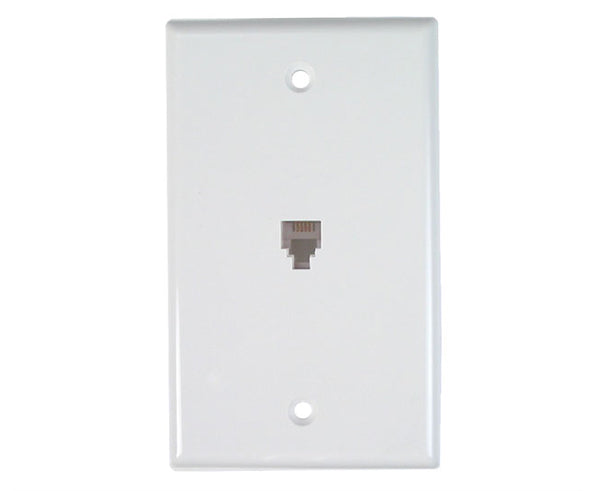  RJ11 Wall Plate With Telephone Jack - 1-Port, 4 or 6 Conductor, Flush Mount, Punchdown - Available in 2 Colors - Photos