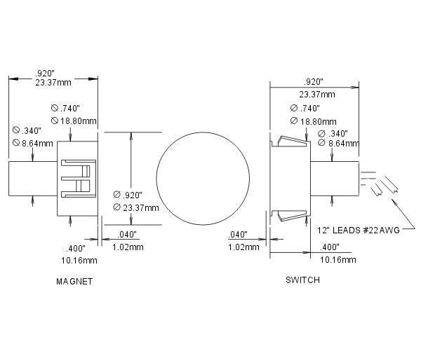 Reed Switch Set, Closed Loop, 3/4"