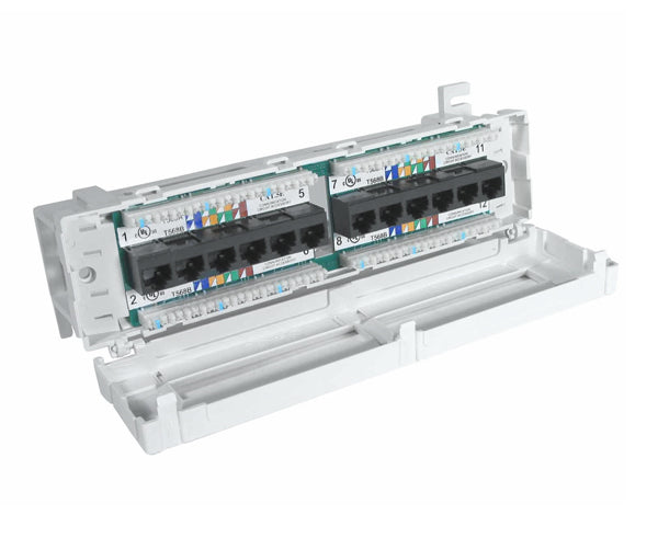 Front-Terminating CAT 5E Patch Box, 12-Port interior view