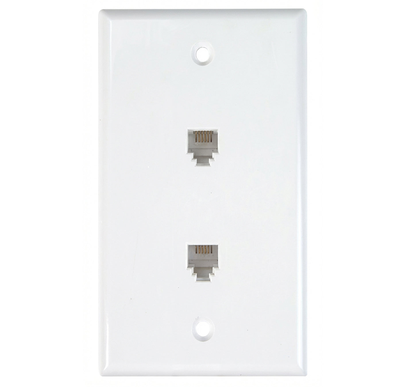 RJ11 Wall Plate With Telephone Jack - 2-Port, 4 or 6 Conductor, Flush Mount, Screw Type - Available in 2 Colors - Photos