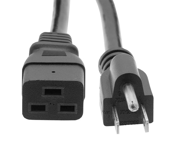 Power Cord, NEMA 5-15 to C19, SJT, 14/3, Black