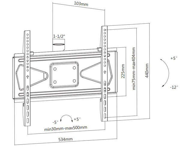 Flat TV Ceiling mount Dimensions