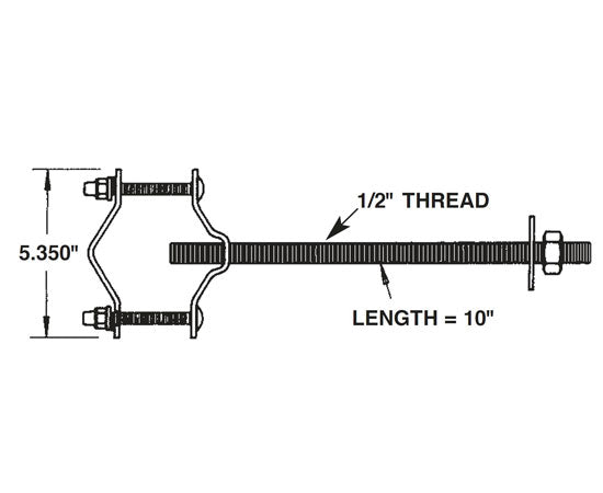 Universal Pipe Support with a 10" Bolt Fits Mast Sizes 1-1/4" to 3"