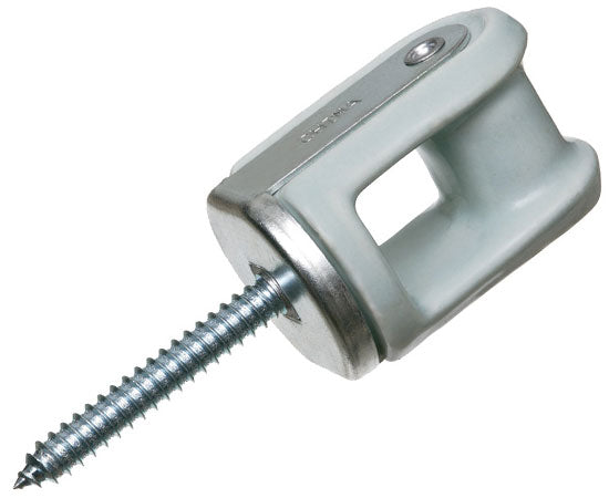 Porcelain Wire Holder With solid rivet through head & 2-1/4 Lag Screw, Porcelain and galvanized steel