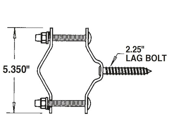 Universal Pipe Support with a 2-1/4" Screw, Fits Mast Sizes 1-1/4" to 3" Diagram