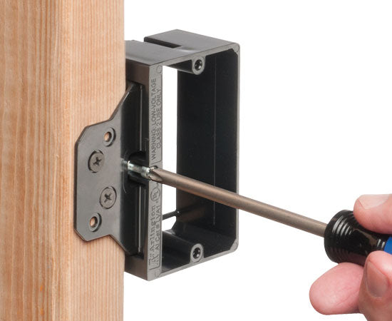 1-Gang Adjustable Depth Mounting Bracket, Black Plastic - New Construction