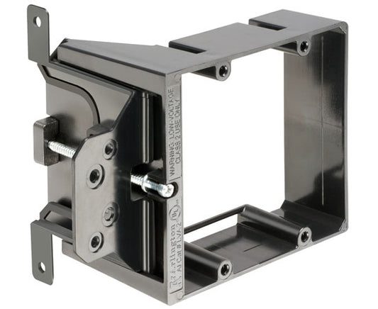 2-Gang Adjustable Depth Mounting Bracket, Black Plastic - New Construction