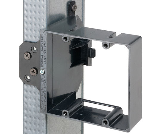 2-Gang Adjustable Depth Mounting Bracket, Black Plastic - New Construction