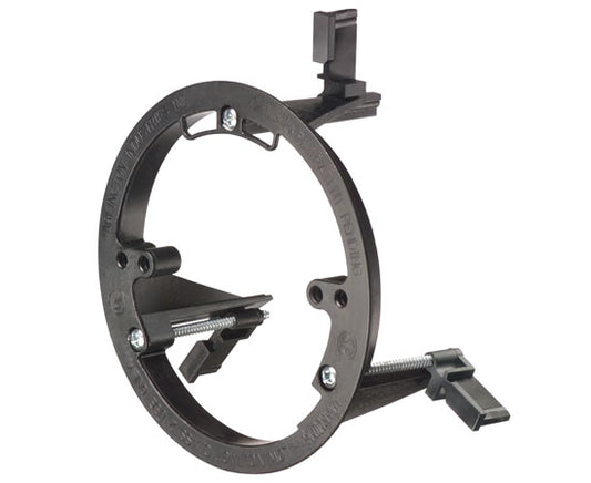 Round Low Voltage Non-Metallic Drywall Mounting Bracket Black w/ Mounting Wings