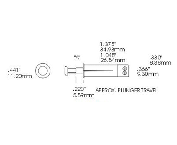 Adjustable Screw Plunger/Push Button Switch, Closed Loop 3/8" Press Fit w/ Screw Terminals