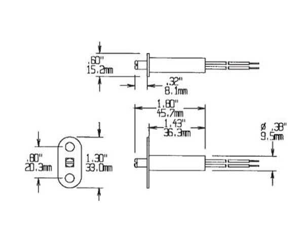 Tamper Switch/Recessed Adjustable Plunger, Open Loop Flanged Drill Mount with Leads