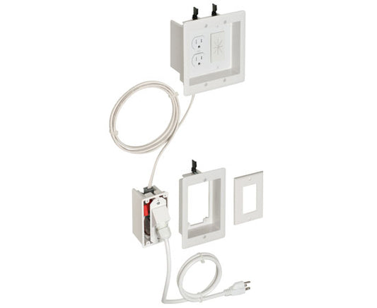 Single Gang to 2-Gang TV BRIDGE™ II Kits for Flat Screen TVs - White
