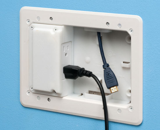 5" x 8" Low Profile Plastic TV Box™ for Shallow Wall Depths – White