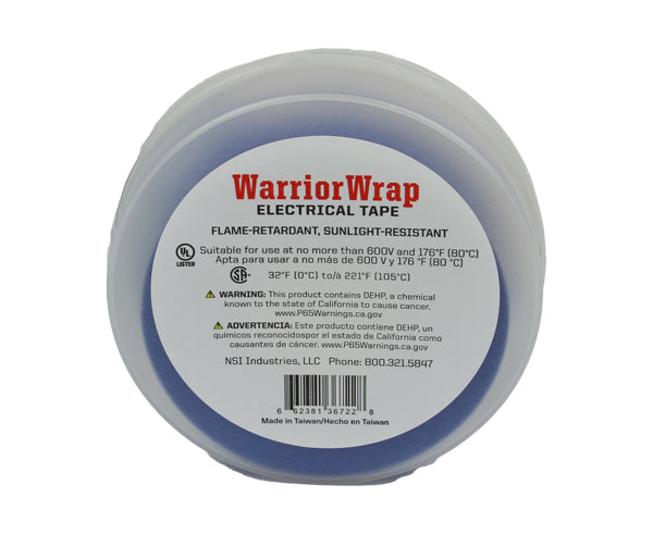 Warrior Wrap 7mil Select Vinyl Electrical Tape - Back label - Primus Cable