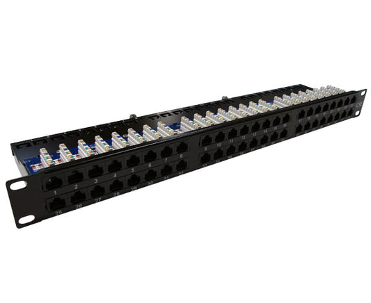 CAT5E High Density 48 Patch Panel, 1U - Left View