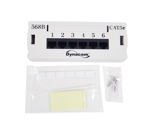 Rear-Terminating CAT 5E Patch Box, 6-Port kit
