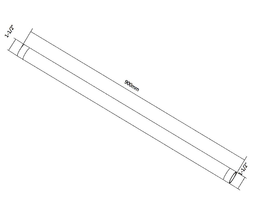 LED, LCD & Plasma TV Flat Panel Ceiling Mounting Pipe, 1.5" NPT, 0.9M (35.4"), Black