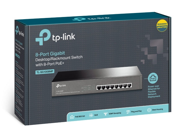 8-Port Gigabit Ethernet Switch with 8-Port PoE+, Desktop/Rackmount