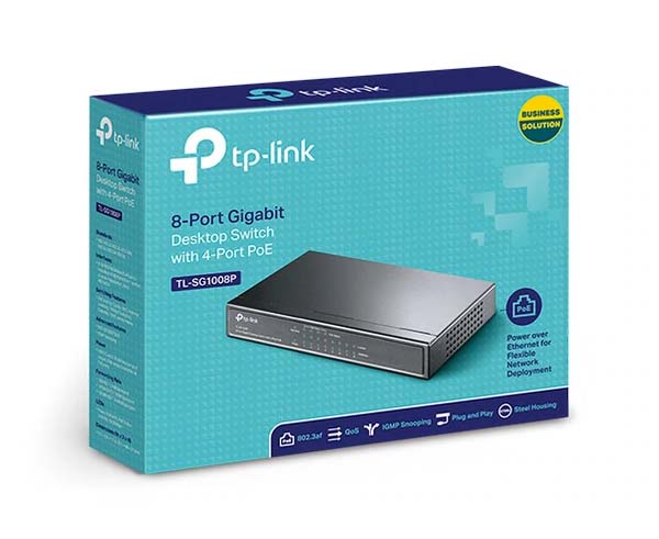 Unmanaged 8 Port Ethernet Switch with 4 PoE Ports, 10/100Mbps