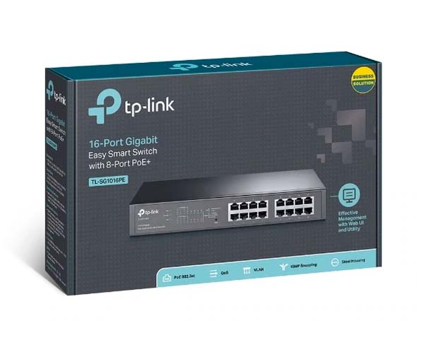 16-Port Gigabit Easy Smart PoE Ethernet Switch with 8-Port PoE+