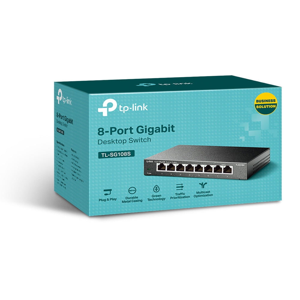 8-Port 10/100/1000Mbps Switch, Desktop, Metal Housing