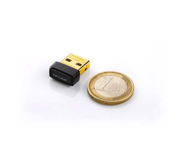 150Mbps Wireless N Nano USB Adapter - size comparison with a coin