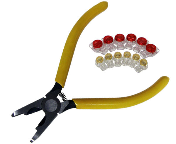 Connector Pressing Telecom Pliers - Yellow Handles with Red and Yellow Attachments - Primus Cable Hand Tools