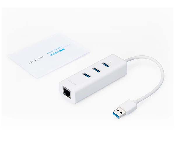 USB 3.0 3-Port Hub & Gigabit Ethernet Adapter 2 in 1 USB Adapter
