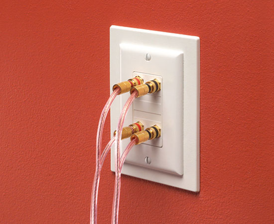 Single Gang Round Low Voltage Drywall Mounting Bracket, Installed