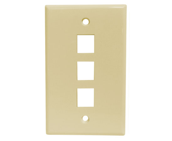 Wall Plates, - 3 Ports - Almond