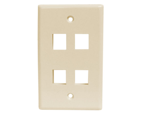 Wall Plates, - 4 Ports - Ivory