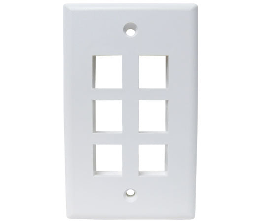 MIG+ Wall Plate, High Density 6 Ports -  White