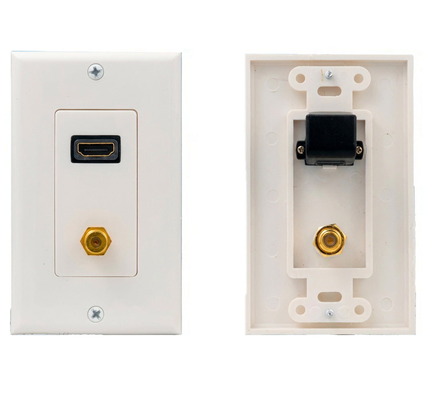 HDMI Wall Plate with 1 F-81 Insert, Gold Plated - White