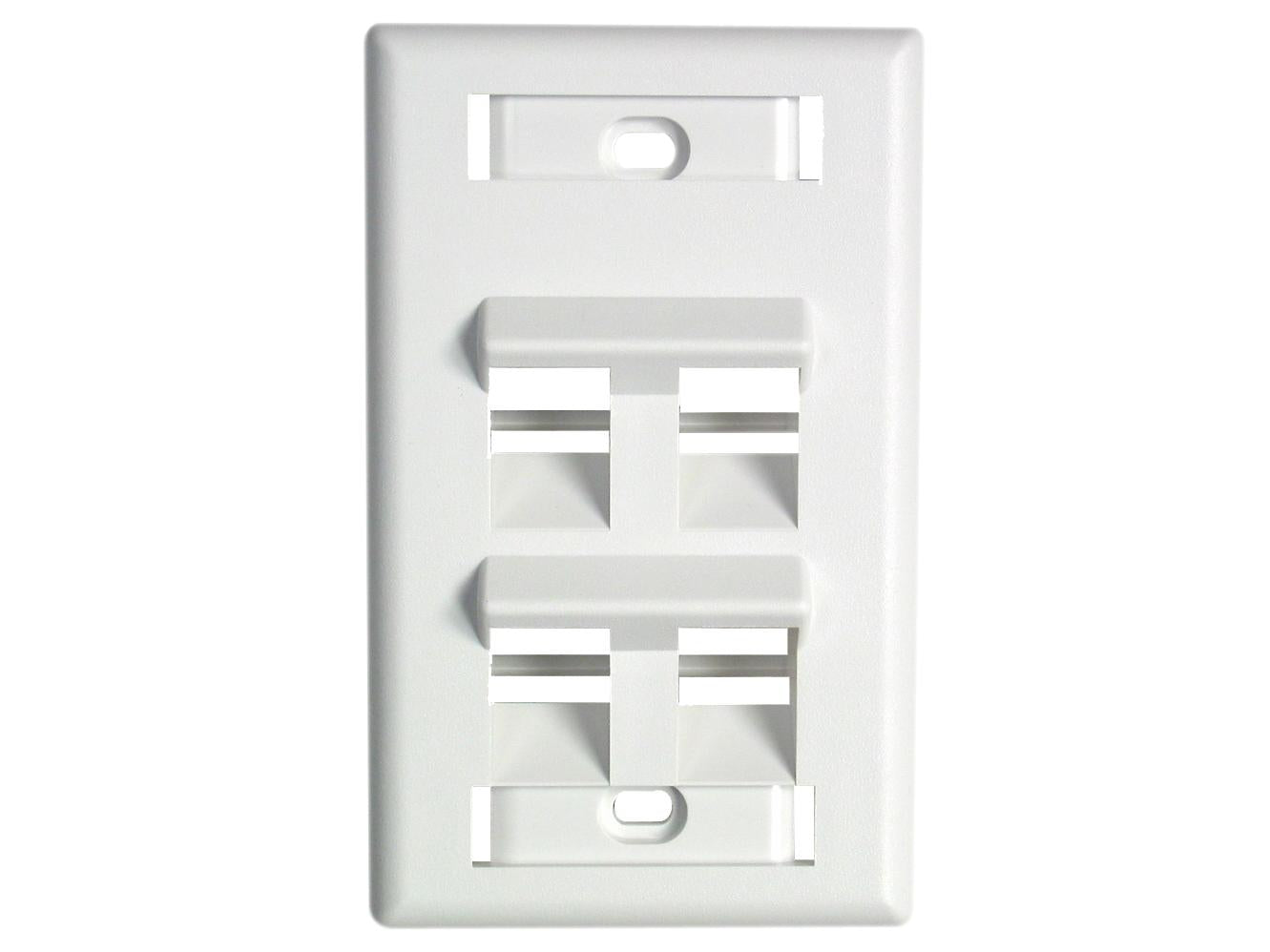 Keystone Wall Plate w/ ID Window, Single-Gang, Angled - 1 Port, 2 Port, 4 Port