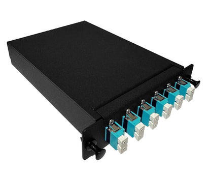 Fiber Splice Cassette - Adapter Plate & Pigtails, Fully Loaded w/12F, LC/UPC, MM OM4, LGX Compatible