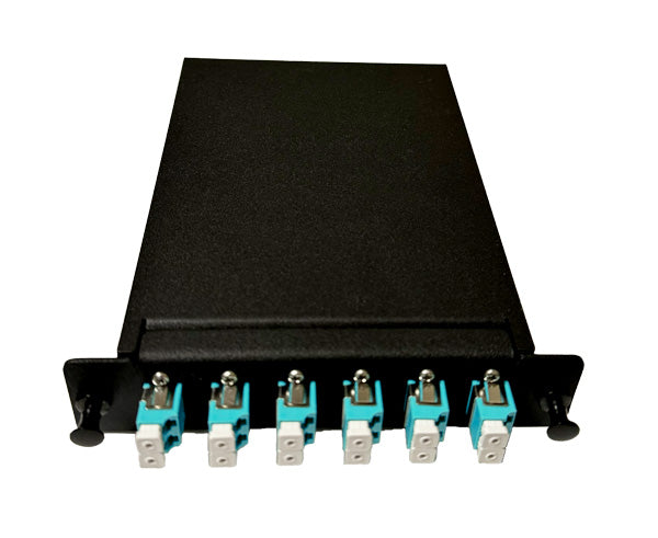 Fiber Splice Cassette - Adapter Plate & Pigtails, Fully Loaded w/12F, LC/UPC, MM OM4, LGX Compatible